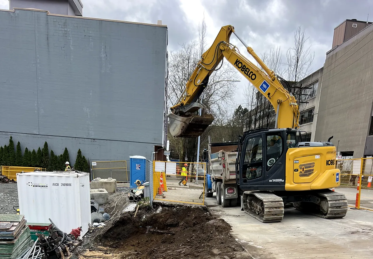 NSC Kobelco excavator at Agnes Supportive Housing